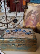 Szkatułka retro vintage ptaszki ręcznie zdobiona