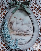 Komplet 2 wielkanocnych zawieszek – jajka z gąskami