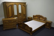 Piękna Sypialnia Dębowa / łóżko, szafa, komoda, lustro, szafki nocne