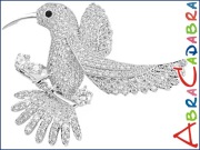 Broszka Ptak Koliber Cyrkonie Modna Przypinka Pin Kryształki Prezent Gift