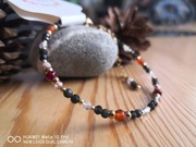 Bransoletka amulet Karneol granat obsydian kwarc