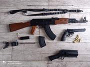 asg granatnik karabinek akm ak47 rewolwer zestaw 