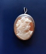 Broszka zawieszka kamea muszla srebro antyk okazja 12 piękna  