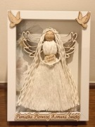 Pamiątka Pierwszej Komunii Świętej Anioł Stróż Makrama HandMade Rękodzieło