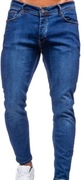 Jeansy Męskie Slim Fit Ciemny Jeans 