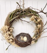 Wianek wielkanocny wiosenny stroik boho rustykalny wieniec diy ozdoba