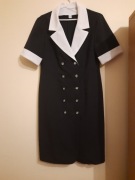 Sukienka czarna z białym wykończeniemr.40 elegancka