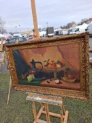 Martwą natura obraz malowany na płótnie, duży, staroć