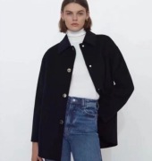 ZARA WEŁNIANY PŁASZCZ CZARNY NAVY WEŁNA GRANAT 42 XL WIOSNA 2026