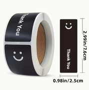 Naklejki „Thank You” z uśmiechem 2,5x7,6 cm – 500 szt. na rolce