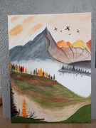 Duży obraz malowany prezent Boże Narodzenie góry dekoracje