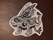 Skrzydlata astralna ryba naklejka fantasy 8cm x 9cm