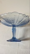 Patera na ciasto, owoce huta szkła Krosno niebieski