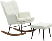 Fotel bujany z taboretem i podłokietnikami –  do salonu i sypialni