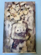 Obraz olej na płótnie Kazimierz Machowina akt 2013 Kobieta z ptakiem 