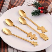 Zestaw 4 sztuk świątecznych łyżek ze stali nierdzewnej - do kawy, herbaty
