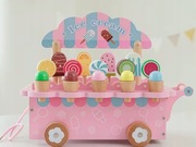 DREWNIANIA LODZIARNIA ZABAWKA EDU WÓZEK ZESTAW DO LODÓW DLA DZIECI PREZENT