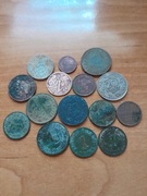 Zestaw niemieckich , rosyjskich i polskich starych monet , 20 gr  cynk .