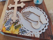 Kartka ręcznie robiona "książka" prymicja ślub itp