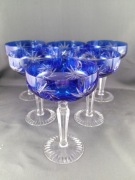 Kryształowe kieliszki kobaltowe do szampana 6 sztuk 