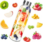 Szklane Butelki Na Wodę,Butelki Szklane 500ml Z Pokrywkami - 6 Sztuk