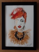 Akwarelowy portret kobiety - "Kobieta w stylu lat 20 - tych"