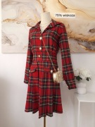 Krótka Świąteczna Sukienka Rozkloszowana Kraciasta Czerwona Italy M