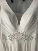 Suknia ślubna śmietankowa biel, odpinane rękawki, eleganckie boho/vintage