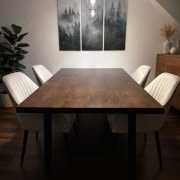 Solidny stół z litego dębu 160x90 | 4 cm blat | Orzech | Metalowe nogi