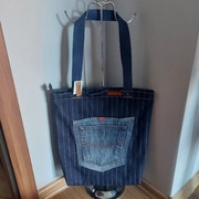 Nowa torebka torba zakupowa z jeansu-szoperka zapinana na zamek-rękodzieło