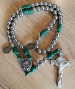 Różaniec zielony linka paracord, stal nierdzewna 10mm