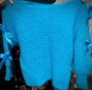 Zmysłowy ciepły damski sweter z kokardami S L