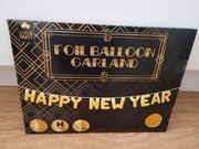 Nowa Girlanda 12szt.Balony Złote 5m Nowy Rok Sylwester Happy New Year