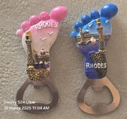 Magnes ceramiczny na lodówkę Grecja Rhodos 2szt.RODOS. Otwieracz.