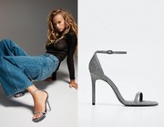 MANGO sandałki szpilki srebrne brokat sylwester NOWE 40