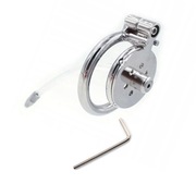 Mały Płaski Stalowy pas cnoty Chastity Flat Cage + Dilator oring 50mm