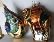 Zestaw ręcznie malowane bombki  Wielbłąd i Papuga duże unikalne