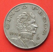 5 Peso  1974 r -  Meksyk Prezydent Guerrero   stan !!!