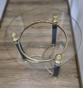 Elegancki stolik kawowy glamour czarno-złoty, szklany blat 61 cm