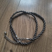 Pasek damski czarny i srebro łańcuszek 