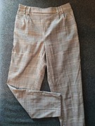 Beżowe spodnie w kratę z gumką Sinsay M/L eko