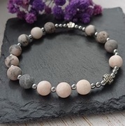 Bransoletka różaniec – różowy jaspis zebra 