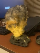 Świecacy efekt wybuchu warhammer 40k diorama teren makieta dym