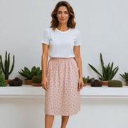 Długa spódnica na lato 44 46 3XL 4XL róż pudrowy w grochy na gumce maxi