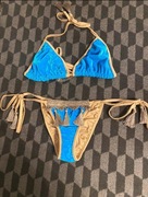 Piękny strój kąpielowy z weluru z frędzelkami góra M dół UNI