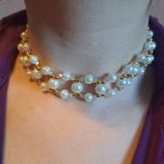 Klasyczny komplet biżuterii z pereł + woreczek z organzy