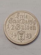 Srebrna moneta 1/2 guldena 1923r