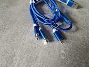 Okazja! Elegancki niebieski przewód multi (USB, USB-C, Lightining).