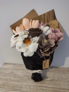 Bukiet BOHO z krepiny zapakowany na prezent, rękodzieło 