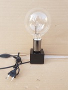 Lampka nocna stołowa KOSTKA CZARNA przy TV LOFT 1x60W E27 SZKŁO